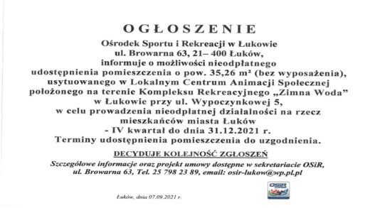 Ogłoszenie nieodpłatnie