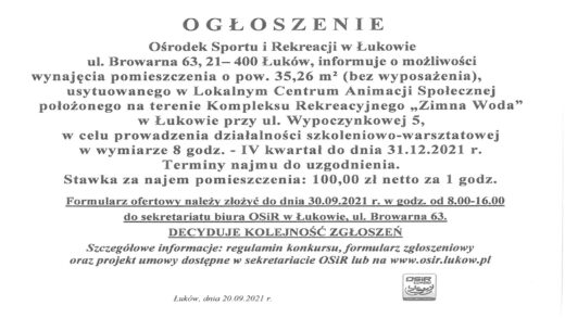 Tekst ogłoszenia