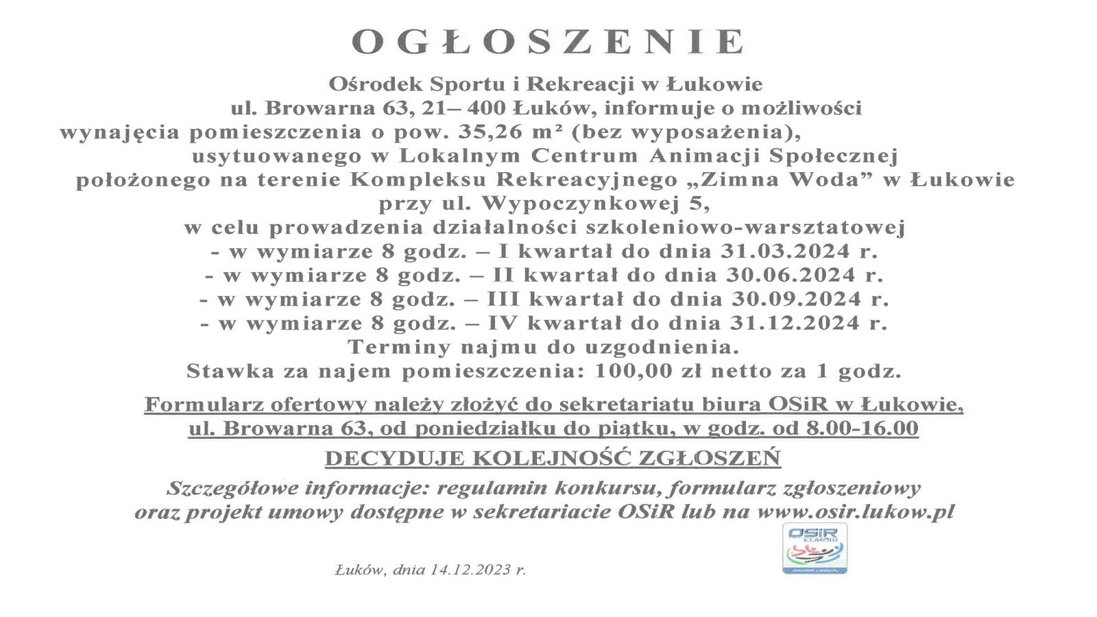 Odpłatne udostępnienie LCAS w 2024 r.